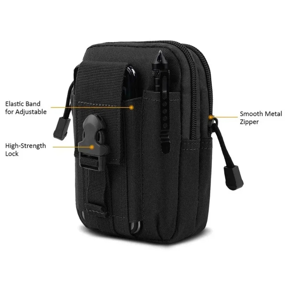 Men's Belt Bag Outdoor Waist Phone Pouch Nylon Waterproof Tactical Molle Pocket Sports Hunting Accessories EDC Tool Storage Pack