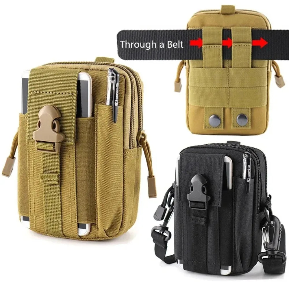 Men's Belt Bag Outdoor Waist Phone Pouch Nylon Waterproof Tactical Molle Pocket Sports Hunting Accessories EDC Tool Storage Pack