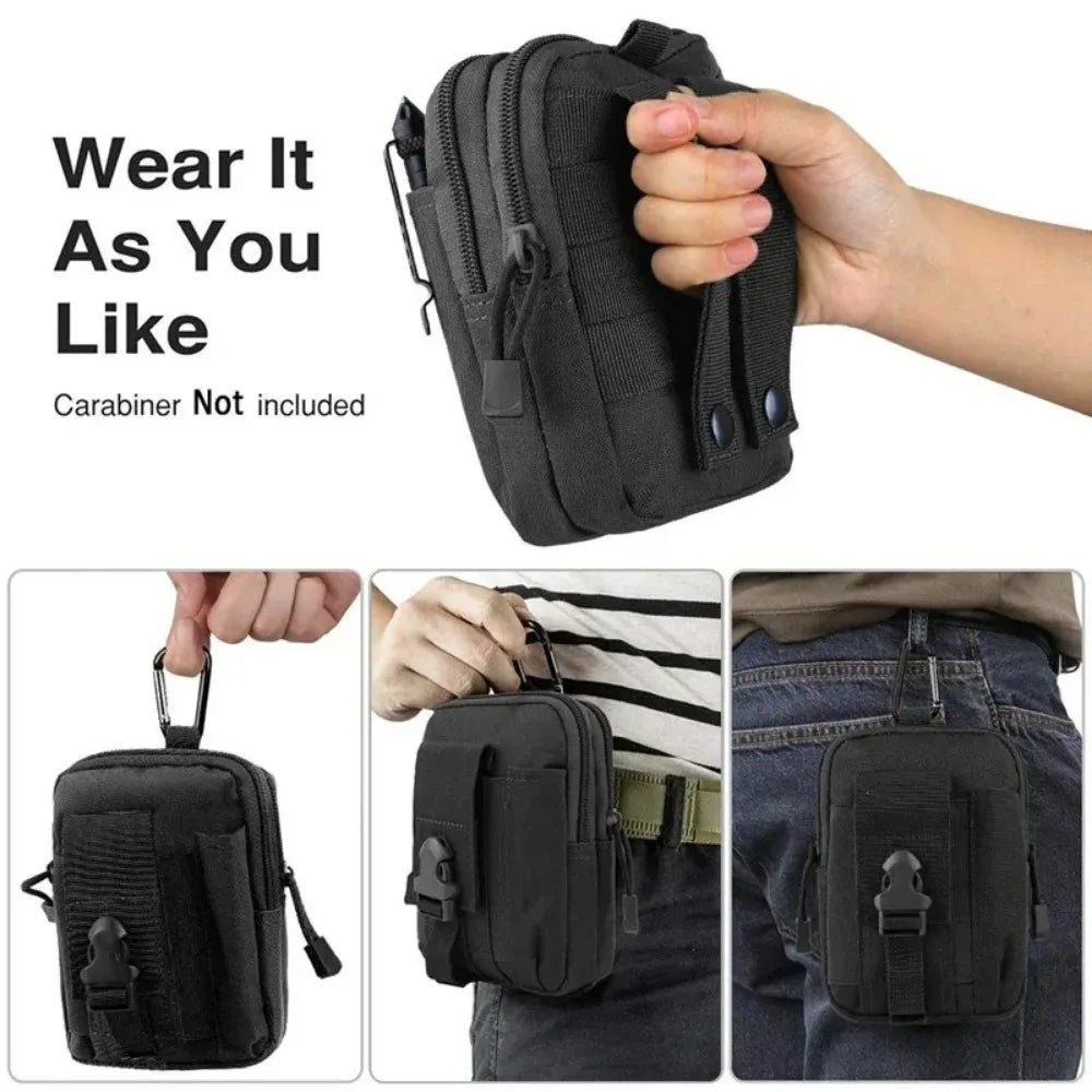 Men's Belt Bag Outdoor Waist Phone Pouch Nylon Waterproof Tactical Molle Pocket Sports Hunting Accessories EDC Tool Storage Pack