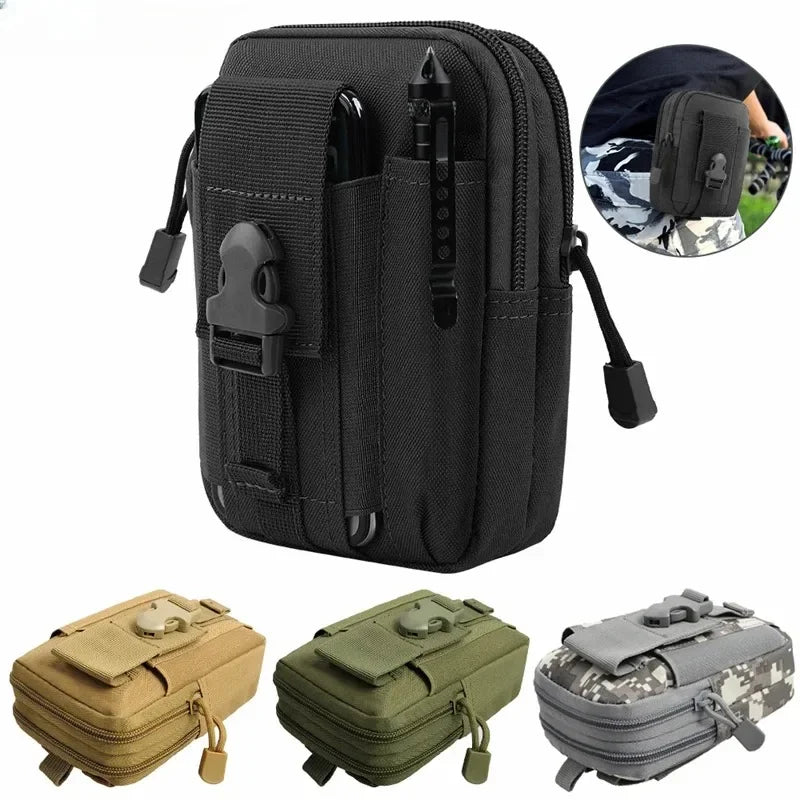 Men's Belt Bag Outdoor Waist Phone Pouch Nylon Waterproof Tactical Molle Pocket Sports Hunting Accessories EDC Tool Storage Pack