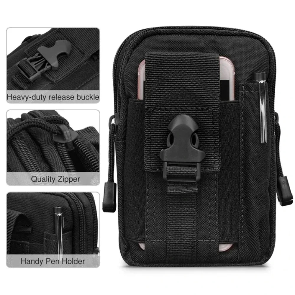 Men's Belt Bag Outdoor Waist Phone Pouch Nylon Waterproof Tactical Molle Pocket Sports Hunting Accessories EDC Tool Storage Pack