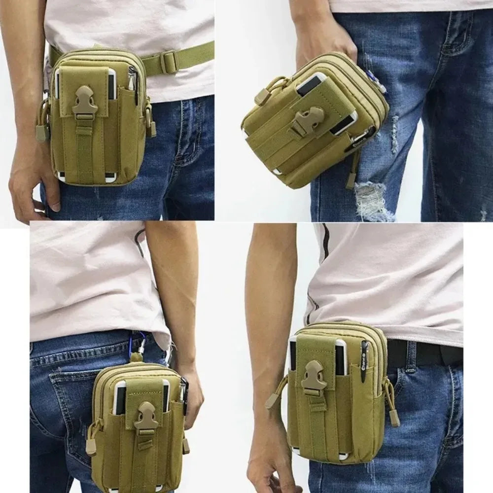 Men's Belt Bag Outdoor Waist Phone Pouch Nylon Waterproof Tactical Molle Pocket Sports Hunting Accessories EDC Tool Storage Pack